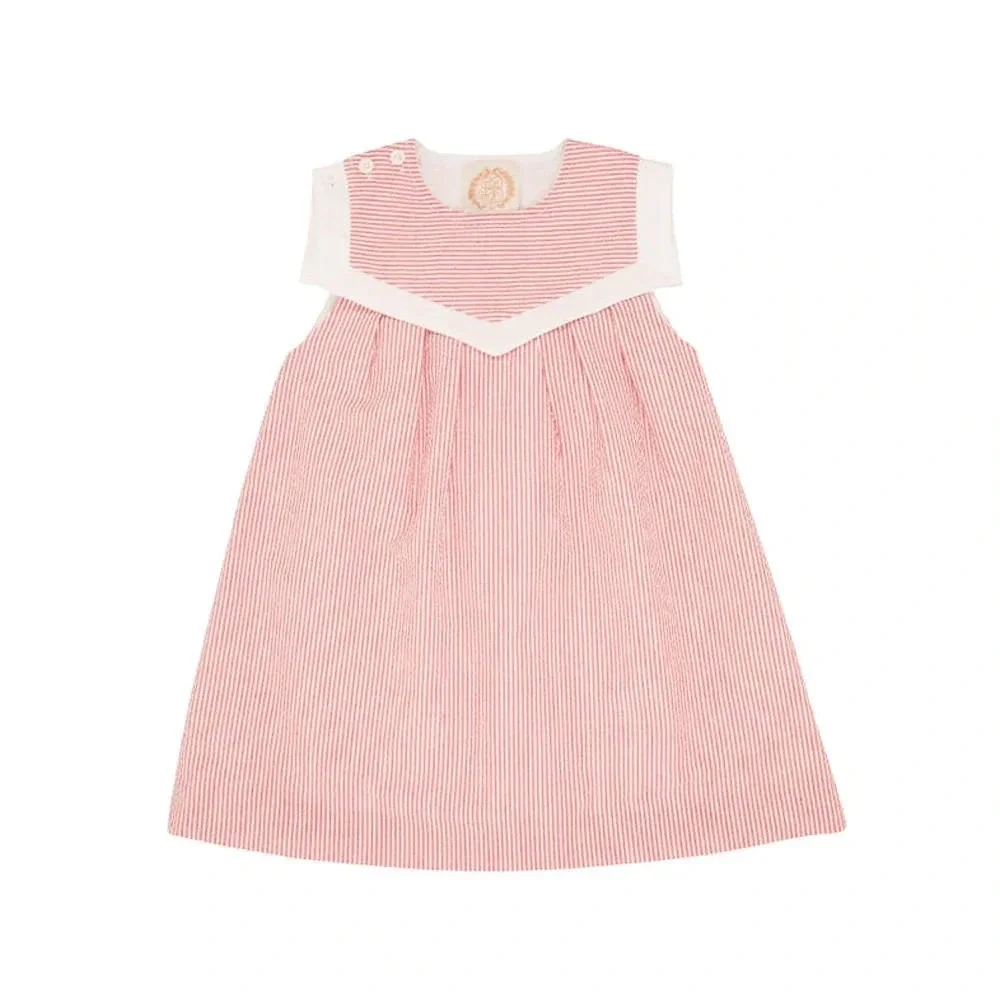 TBBC Beaufort Bonnet Company Sarah Sailboat Red Stripe Dress 18-24 Months